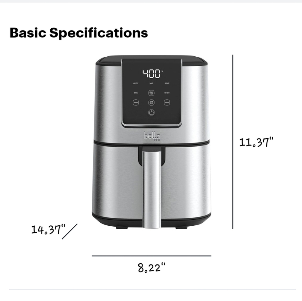 The bella PRO 4-qt. Touchscreen Space Saving Air Fryer NEW IN BOX - Picture 10 of 10